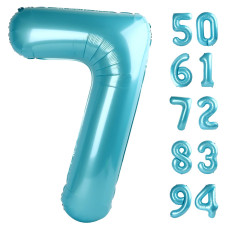 Pearlescent Blue 7 Balloon Number Balloons 40 Inch 7Th Birthday Decorations For Girls Boys Kids Party Decoration For Women Me