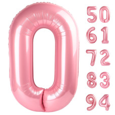 Pearlescent Pink Number Balloon 40 Inch 0 Number Balloons 10 20 30 40 50 Numbers Balloon Birthday Decorations Party Supplies