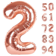 Rose Gold 2 Balloon Number Balloons 40 Inch 2Nd Balloon Number Birthday Decorations Second Two Birthday Party Supplies Numbe