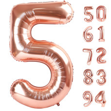 Rose Gold 5 Balloon Number Balloons 40 Inch 5Th Birthday Balloon Decorations Rose Gold Party Supplies 5 Number Balloons Num