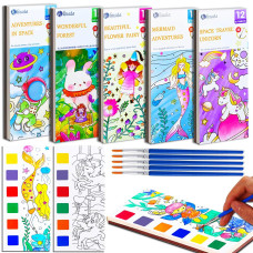 Junqiu 5Pack Water Color Paint Sets For Kids Paint With Water Books For Kids Ages 48 Pocket Watercolor Painting Book Arts An