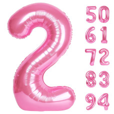 Pink 2 Balloon Number Balloons 40 Inch 2Nd Balloon Number Birthday Decorations Second Two Birthday Party Supplies Number 2 B