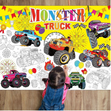 Naozinebi Monster Trucks Coloring Poster For Kids Giant Coloring Poster Large Monster Coloring Tablecloth Jumbo Coloring Books F