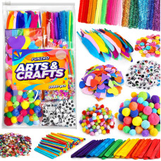 Funzbo 2000Pcs Arts Crafts Supplies Kits For Kids Diy Craft Supplies For Toddlers Diy Art Supply Tools Set Include Pipe Clean