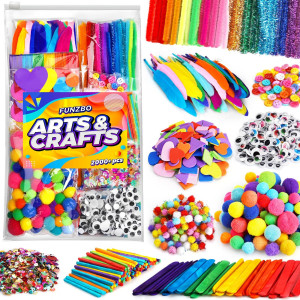 Funzbo 2000Pcs Arts Crafts Supplies Kits For Kids Diy Craft Supplies For Toddlers Diy Art Supply Tools Set Include Pipe Clean