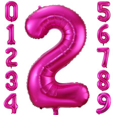 2 Balloon Number Hot Pink 2 Birthday Balloon 40 Inch Foil Mylar Large 2 Balloon Numbers For Birthday Party Anniversary Festival