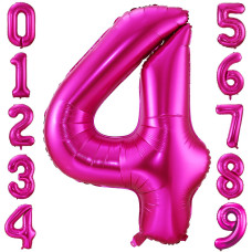 4 Balloon Number Hot Pink 4 Birthday Balloon 40 Inch Foil Mylar Large 4 Balloon Numbers For Birthday Party Anniversary Festival