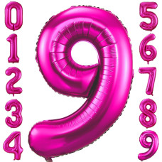 9 Balloon Number Hot Pink 9 Birthday Balloon 40 Inch Foil Mylar Large 9 Balloon Numbers For Birthday Party Anniversary Festival