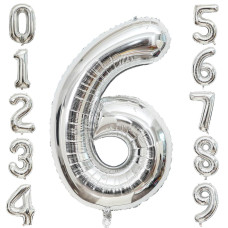 6 Number Balloons Silver 6 Balloons Number 40 Inch Number 6 Foil Mylar Balloons For 6 Birthday Anniversary Events Party