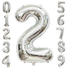 2 Number Balloons Silver 2 Balloons Number 40 Inch Number 2 Foil Mylar Balloons For 2 Birthday Anniversary Events Party