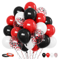 Funhot Red Black White Balloons 60Pcs Black And Red Balloons 12Inch Red Black And White Party Balloons Black Red Confetti Ball