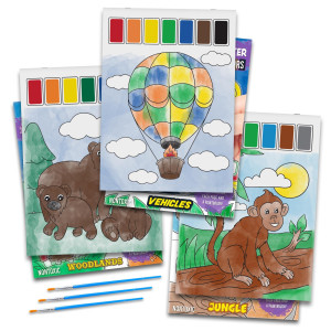 Imagination Works Paint With Water Books For Kids 3 Pack Watercolor Coloring Book Set For Toddler Activities Messfree Kids