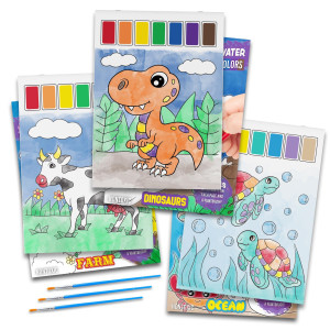 Imagination Works Paint With Water Books For Kids 3 Pack Watercolor Coloring Book Set For Toddler Activities Spillproof Kid