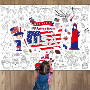 Naozinebi Usa Patriotic Coloring Poster For Kids Giant Coloring Poster Large United States 4Th Of July Coloring Tablecloth Jumbo