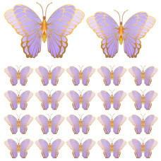 Wettarn 20 Pcs Butterfly Centerpieces For Tables Butterfly Party Decorations 3D Golden Butterfly Table Toppers Centerpiece For G