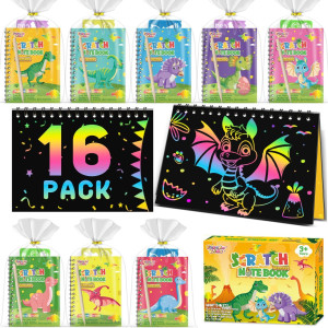 Party Favors Birthday Gifts For Kids 16 Pack Scratch Art Notebook Party Favors For Kids Goodie Bags Stuffers Girls Boys Art Cra