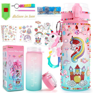 Perryhome Decorate Your Own Unicorn Water Bottle Kits For Girls, Unicorn Toys For Girls Age 4-10 Painting Crafts Kit, Fun Arts And Crafts Kits 6-12 Year Old Toddler Girls Birthday Christmas Gifts Toys