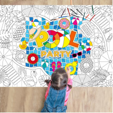 Naozinebi Summer Pool Coloring Poster For Kids Giant Coloring Poster Large Summer Pool Coloring Tablecloth Jumbo Coloring Books