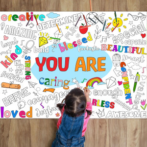 Naozinebi Positive Coloring Poster For Kids Giant You Are Coloring Poster Large Positive Affirmations Coloring Tablecloth Jumbo