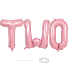 40 Inch Pastel Pink Two Letter Balloons Light Pink Two Balloon Letters With Ribbon Pearl Pink Alphabet Two Balloon For Kid Gir