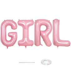 40 Inch Pastel Pink Girl Balloons Large Pearl Pink Girls Balloon Letters Light Pink Girl Mylar Banner Sign Alphabet Balloon Fo