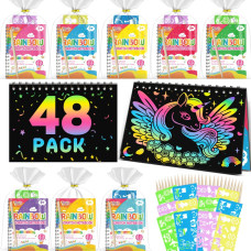 Party Favors Birthday Gifts For Kids 48 Pack Scratch Art Notebook Party Favors For Kids Goodie Bags Stuffers For 38 Year Old G