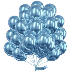 Partywoo Metallic Light Blue Balloons Balloons 100 Pcs 12 Inch Blue Metallic Balloons Blue Balloons For Balloon Garland Balloo