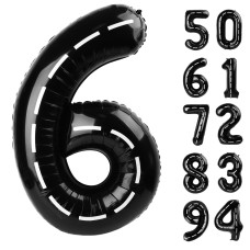 Race Car 6 Balloon Number Balloons 40 Inch 6Th Black Balloons For Birthday Decorations Black Race Party Decorations 6 Birthda