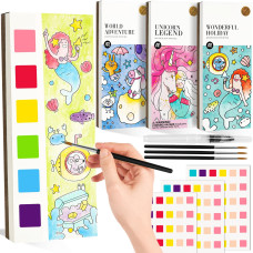 Watercolor Painting Coloring Books Arts Crafts Kit Pocket Watercolor Paint Bookmarks Mess Free Paint With Water Set Travel A