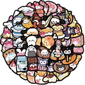 50Pcs Mixed Cinnamoroll Stickers For Kids Cartoon Food Mymelodykurom Stickers Stickers For Adults Funny Decals For Water Bottl