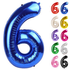 Metallic Blue Number 6 Balloon 40 Inch 6 Balloon Number 6Th Birthday Decorations Navy Blue Party Supplies For Boys Girls