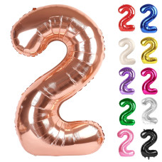 Rose Gold Number 2 Balloon 40 Inch 2 Balloon Number 2Nd Birthday Decorations For Baby Girls Boys Toddlers