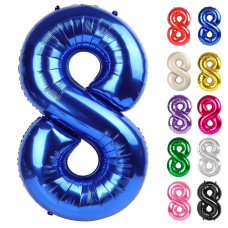 Metallic Blue Number 8 Balloon 40 Inch 8 Balloon Number 8Th Birthday Decorations Navy Blue Party Supplies For Boys Girls