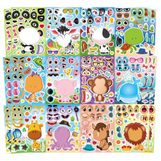 24 Pcs Make A Face Stickers For Kids Make Your Own Stickers Animal Mix And Match Sticker Sheets With Safaris Sea And Farm Ani