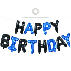 Toniful Happy Birthday Balloons Banner With Ribbon Straw 16 Inch Mylar Letters Birthday Sign Banner Balloon Bunting Reusable Fo