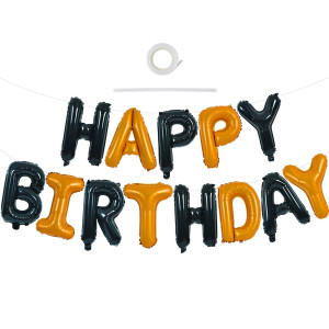 Toniful Happy Birthday Balloons Banner 16 Inch Mylar Foil Letters Birthday Sign Banner Bunting Reusable For Girls Boys Kids Ad