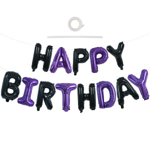 Toniful Happy Birthday Balloons Banner 16 Inch Mylar Foil Letters Birthday Sign Banner Bunting Reusable For Girls Boys Kids Ad