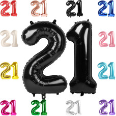 21 Balloon Number Black Number 21St Birthday Balloons 40 Inch 21 Or 12 Years Old Black Birthday Decorations For Men Women Him