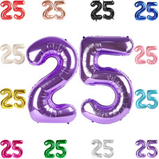 25 Balloon Number Purple Number 25Th Birthday Balloons 40 Inch 25 Or 52 Years Old Purple Birthday Decorations For Men Women 2