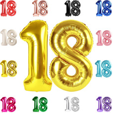 18 Balloon Number Gold Number 18Th Birthday Balloons 40 Inch 18 Years Old Gold Birthday Decorations For Boys Girls 18Th Anniv