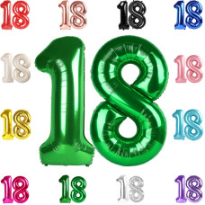 18 Balloon Number Green Number 18Th Birthday Balloons 40 Inch 18 Years Old Green Birthday Decorations For Boys Girls 18Th Ann