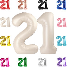 21 Balloon Number Cream White Number 21St Birthday Balloons 40 Inch 21 Or 12 Years Old Cream White Birthday Decorations For Me