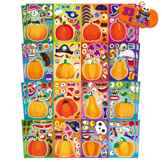 32 Sheets Halloween Pumpkin Stickers Halloween Make A Face Stickers For Kids 16 Different Pumpkin Designs Make Your Own Hallo