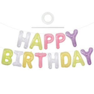 Toniful Happy Birthday Balloons Banner With Ribbon Straw 16 Inch Mylar Letters Birthday Sign Banner Balloon Bunting For Kids A