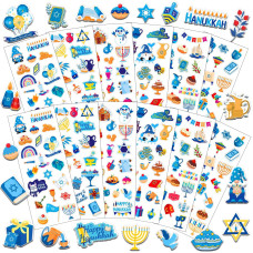 Upins Happy Hanukkah Stickers For Kids Foam 3D Puffy Stickers Dreidels Menorah Candles Chanukah Stickers For Hanukkah Party Sup