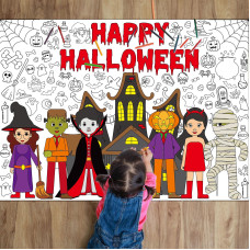 Naozinebi Halloween Monster Coloring Poster For Kids Giant Coloring Poster Large Halloween Coloring Tablecloth Jumbo Coloring Bo