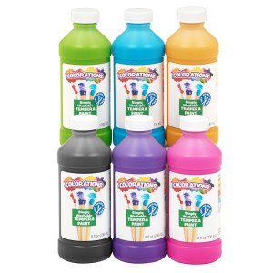 Colorations Parabenfree Washable Tempera Paint For Kids 8 Ounce Bottles Set Of 6 Colors Nontoxic And Made In The Usa