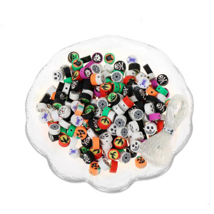 100 Pcs Halloween Polymer Clay Beads 10Mm Spacer Beads Supplies For Diy Bracelet Earring Necklace Jewelry Making Halloween 2