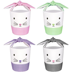 4 Pack Easter Bunny Basket Bags Gift Basket Easter Bag Bunny Ear Bag Tote Bag For Egg Hunting Candy And Gifts Carry Bucket East