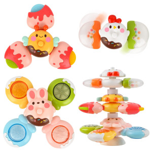 Vanmor 12 Pcs Diy Stackable Suction Cup Spinner Toy For Baby 3 Pcs Suction Spinner Toys For Babies 1218 Months Baby Suction T